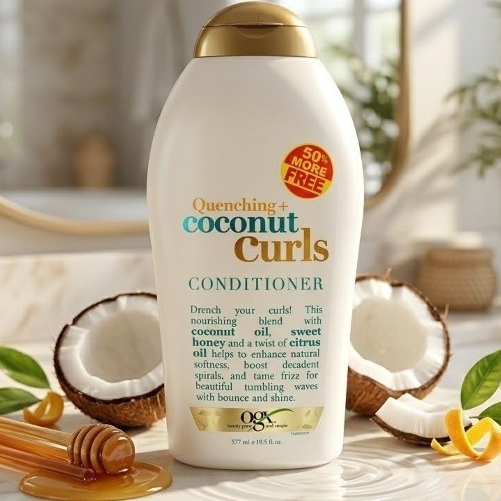 OGX Quenching Coconut Curls Conditioner Sulfate Free 19.5 oz Large 50% More Free